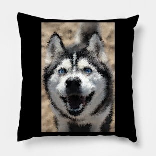 Painting-like Husky looking at you Pillow