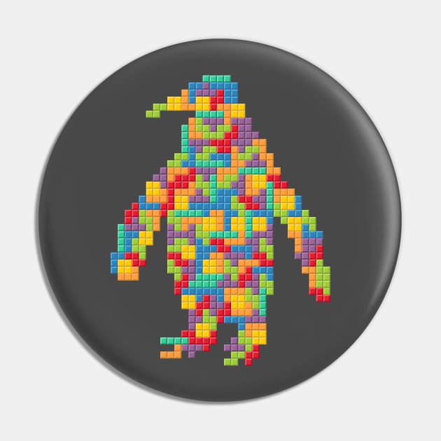 Tetris Penguin Pin by Wild Geometric