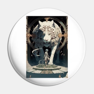 White Tiger Deity Pin