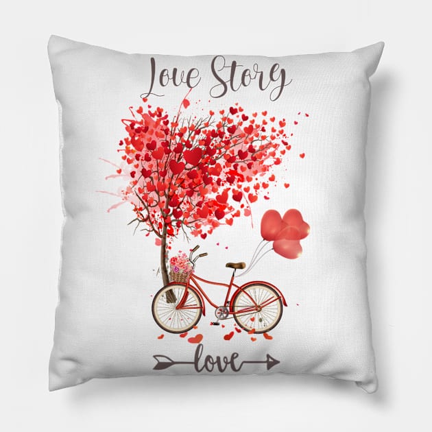 love story and red hearts my valentines Pillow by Aekasit weawdee