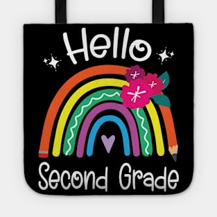 Hearts Pencil Rainbow Student Back School Hello Second Grade Tote