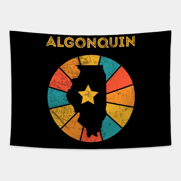 Algonquin Illinois Vintage Distressed Souvenir Tapestry by NickDezArts