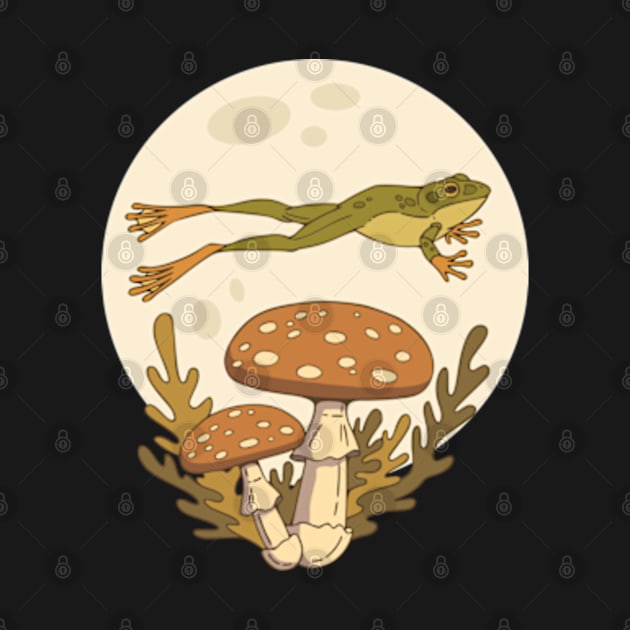 Frog jumping in front of a full moon by Vaigerika