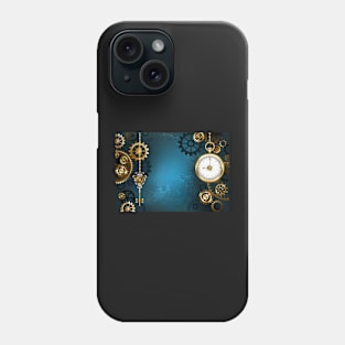 Turquoise Background with Gears ( Steampunk ) Phone Case