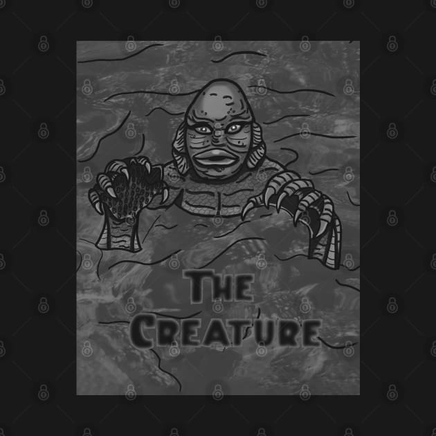 The Creature- Black and Gray by tesiamarieart