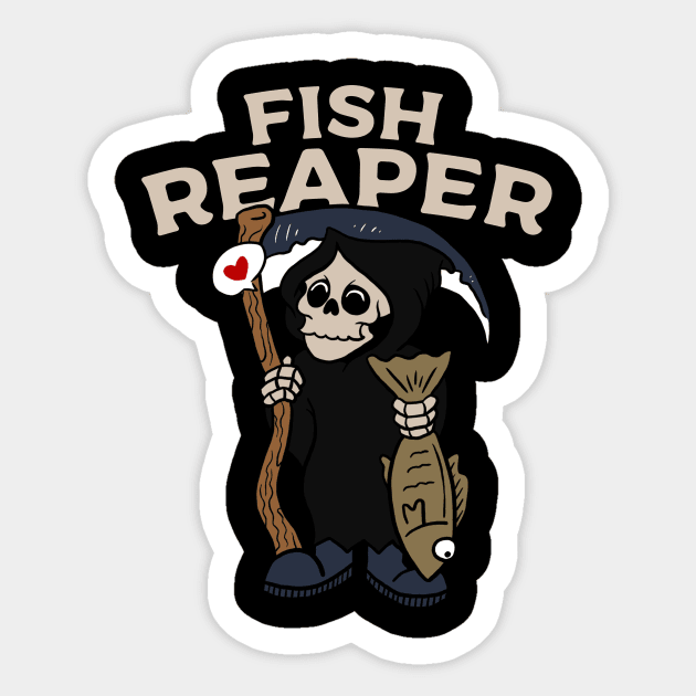 Grim Reaper Fishing Halloween' Sticker