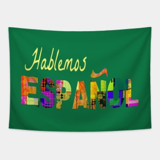 Hablemos Espanol Spanish Teacher Mask Face Cover Colorful Green 2020 Tapestry