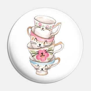 Kitty Tea Cups Pin