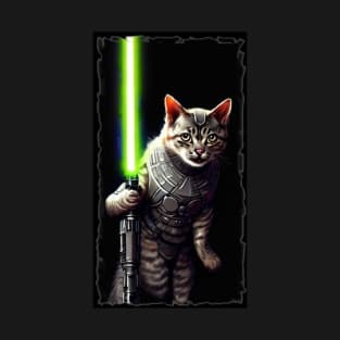 Fun Cat Print ~ AI Art ~ Fantasy Cat ~ Sci-fi Cat ~ Cats with Lightsabers T-Shirt