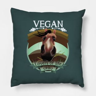 Vegan - Lovers of life. Ohio Vegan (light lettering) Pillow