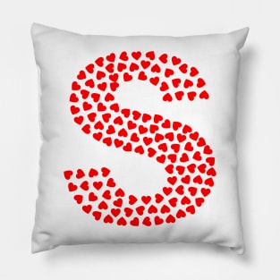 Letter S Heart Shape Initial Pillow