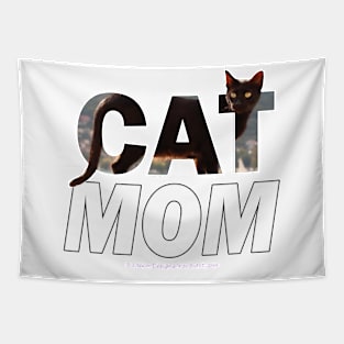 CAT MOM - black cat oil painting word art Tapestry