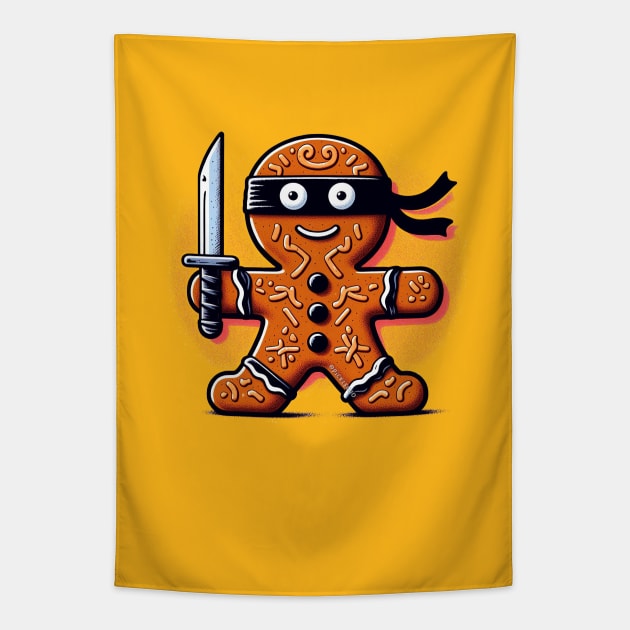 Ninja Bread Man Tapestry by Sketchy