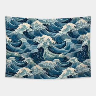 Ephemeral Crests: Hokusai Waves Reimagined Tapestry