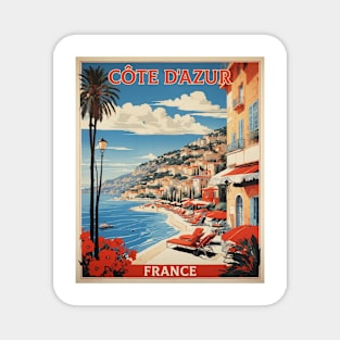 Cote D'azur France Tourism Vintage Poster Magnet