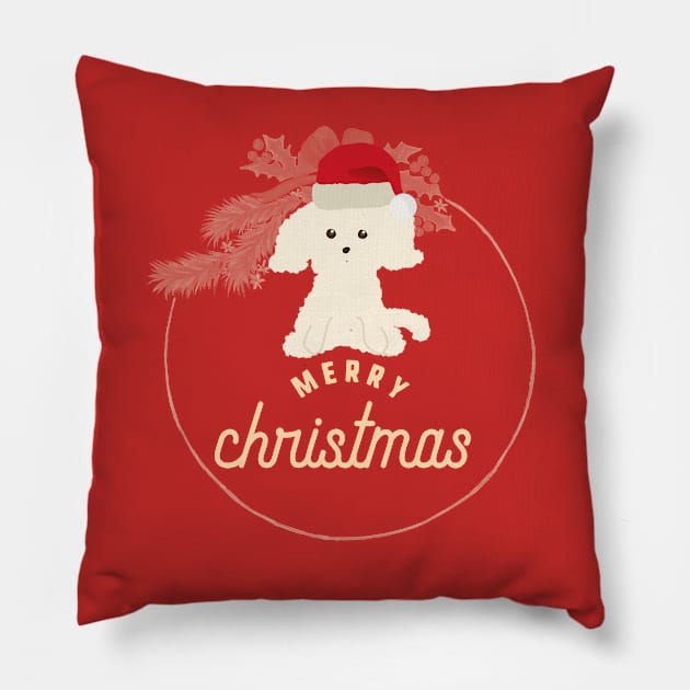 Merry Christmas Puppy Pillow by PatternbyNOK