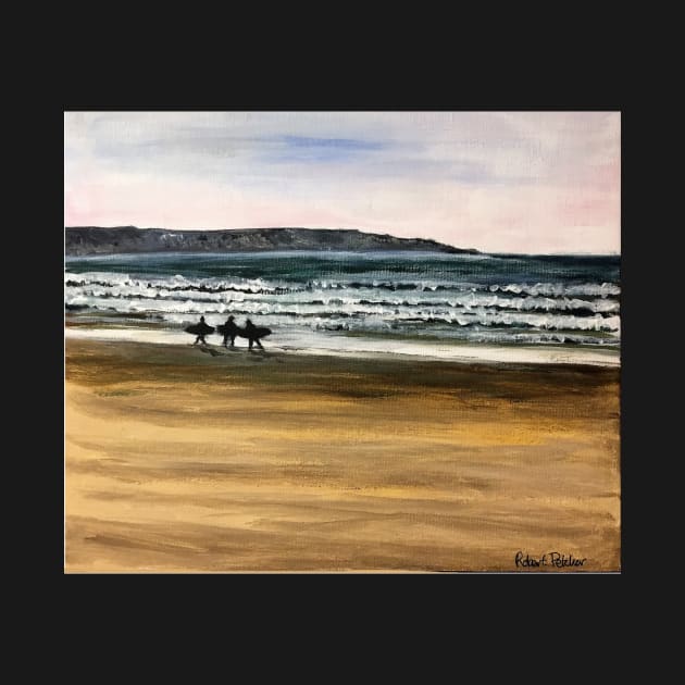 Surfers on Llangennith Beach by bobpetcher