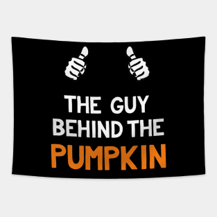 Mens Guy Behind The Pumpkin Funny Halloween Pregnancy Shirts Men Tapestry