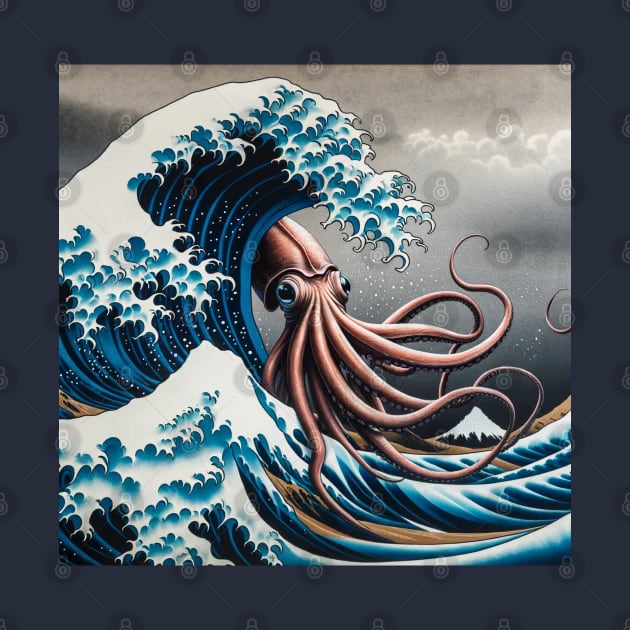 Kanagawa Giant Squid wave - Funny Mythical Sea Creature Meme by Edd Paint Something