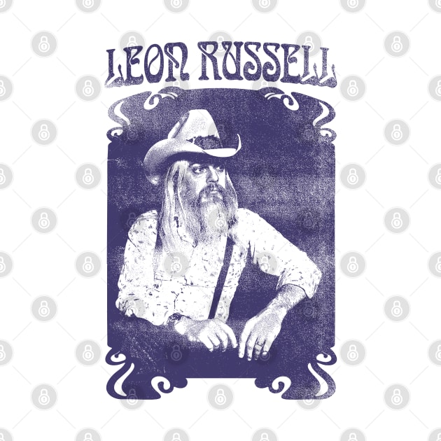 Leon Russell /// Retro Vintage Faded Look Fan Art Design by DankFutura