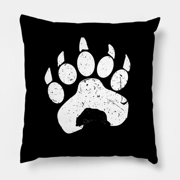 Bear Paw Silhouette [White Design] Pillow by The Bear Paw 