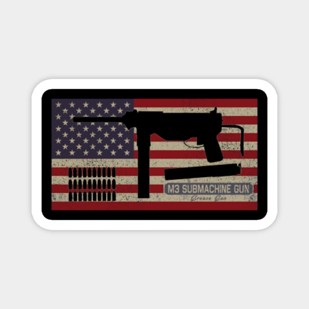 M3 Grease Gun WW2 Submachine Gun American Flag Gift M3 Grease Gun Ww2