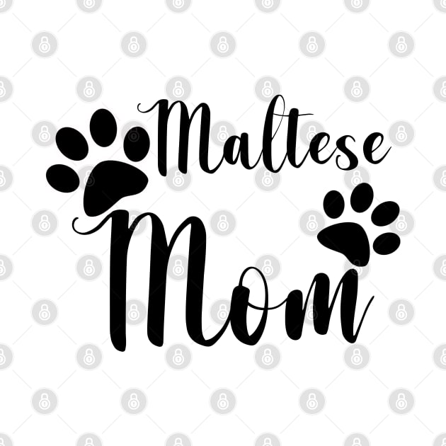 Maltese Mom Black and White Graphic Design by AdrianaHolmesArt