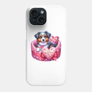 Valentine Australian Shepherd Dog in Bed Phone Case