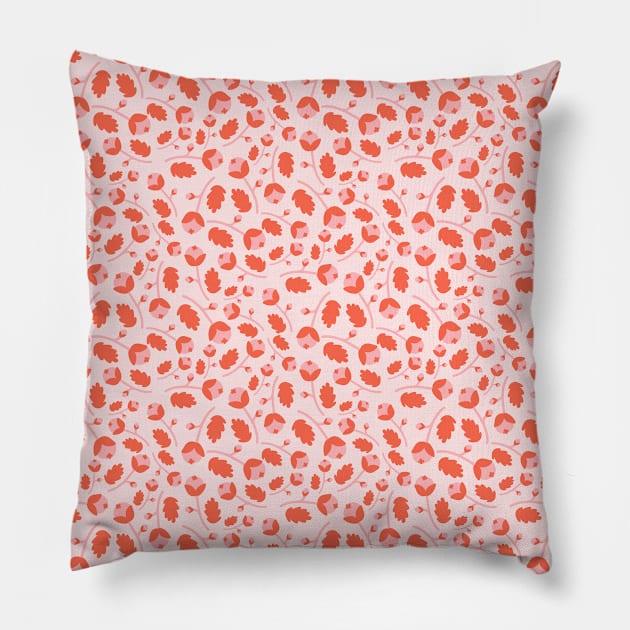 Red Acorns Pillow by Aliz Arteta Design