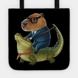 Classic Capybara Riding On a Crocodile Tote