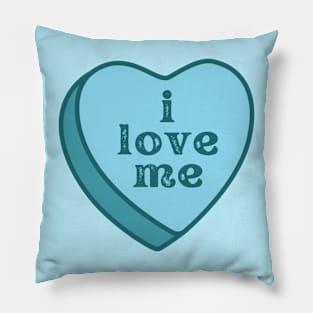 I Love Me - blue Pillow