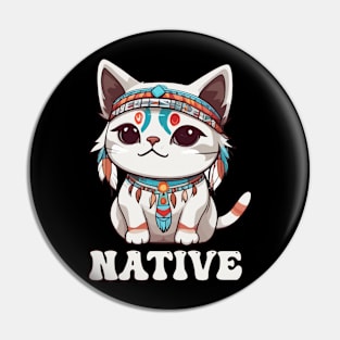 Kawaii Native American Indian Cat Pin