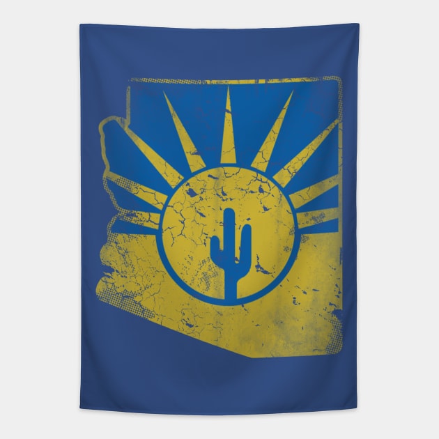 Mesa Arizona Flag Map Vintage Fade Tapestry by E