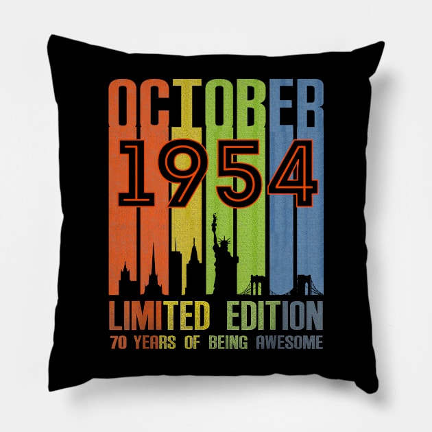 October 1954 70 Years Of Being Awesome Limited Edition Pillow by Brodrick Arlette Store