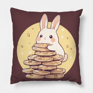 Cute rabbit on a pile of cookies Pillow