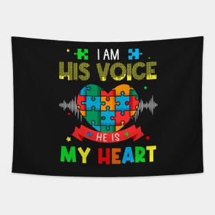 Autism Mom I Am His Voice He Is My Heart Autism Awareness Tapestry