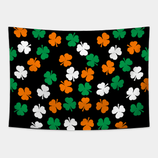 Green White Orange Shamrock Pattern Tapestry