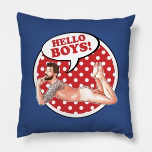 Hello Boys - red raw Pillow