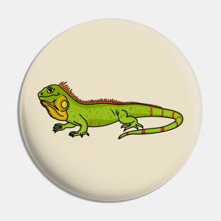 Happy green iguana cartoon illustration Pin