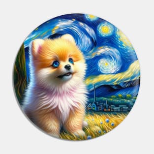 Starry Pomeranian Portrait - Dog Portrait Pin