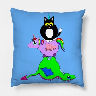 Kittycorn, unicorn and dragon Pillow