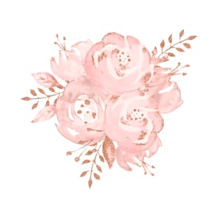 Rosegold Glitter Pink Rose Bouquet T-Shirt