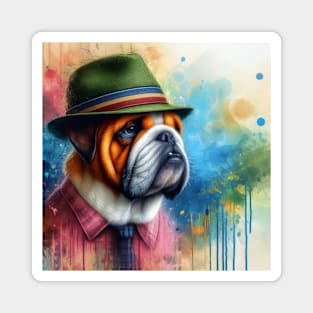 Old English Bulldog Splash Art Magnet