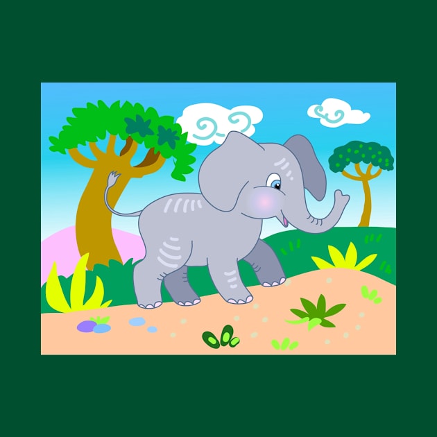 Cartoon cute elefant by sonaart