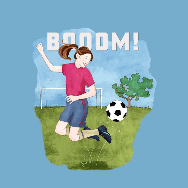 Booom! Girl playing soccer by SW10 - Soccer Art