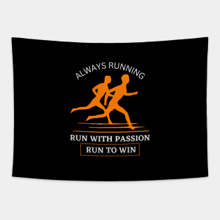 run with passion, run to win, runners sport Tapestry