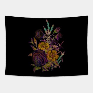 Black Panther Art - Glowing Flowers in the Dark 5 Tapestry