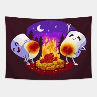 Cute Campfire Marshmallows Roasting Tapestry