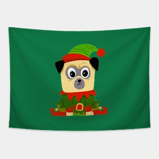 Christmas elf pug dog Tapestry