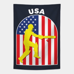 USA Cricket Batsman USA Flag Tapestry